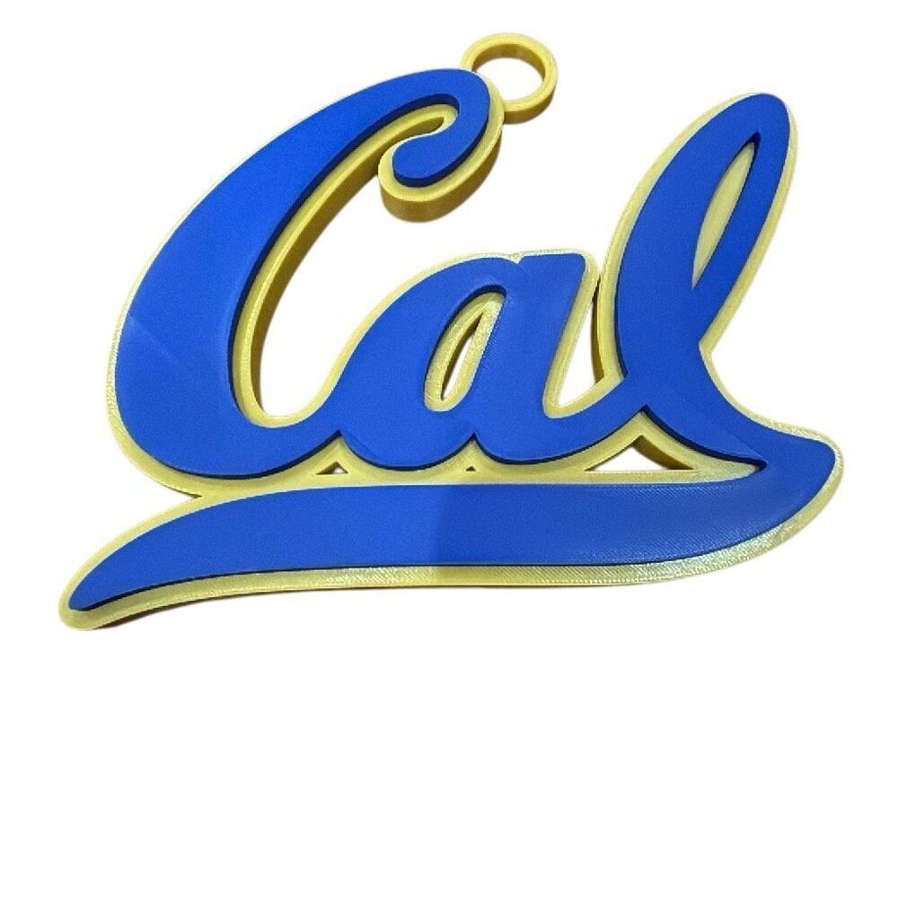 Oversized Cal Script Logo Pendant — Gold & Blue Colorblock Statement Chain Piece - Picture 5 of 11